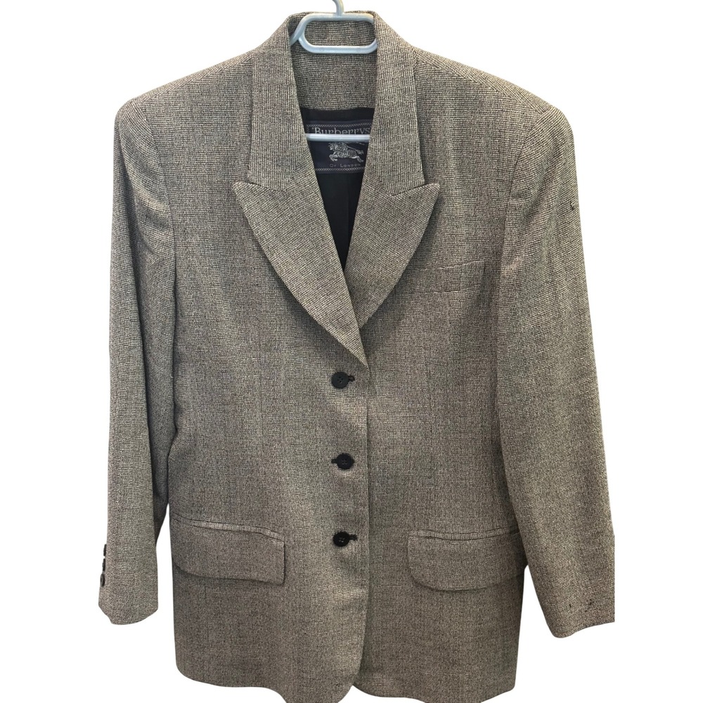 Vintage Burberrys Women's Blazer Size 8 – 100% Wool Tweed – Made in US– Longline